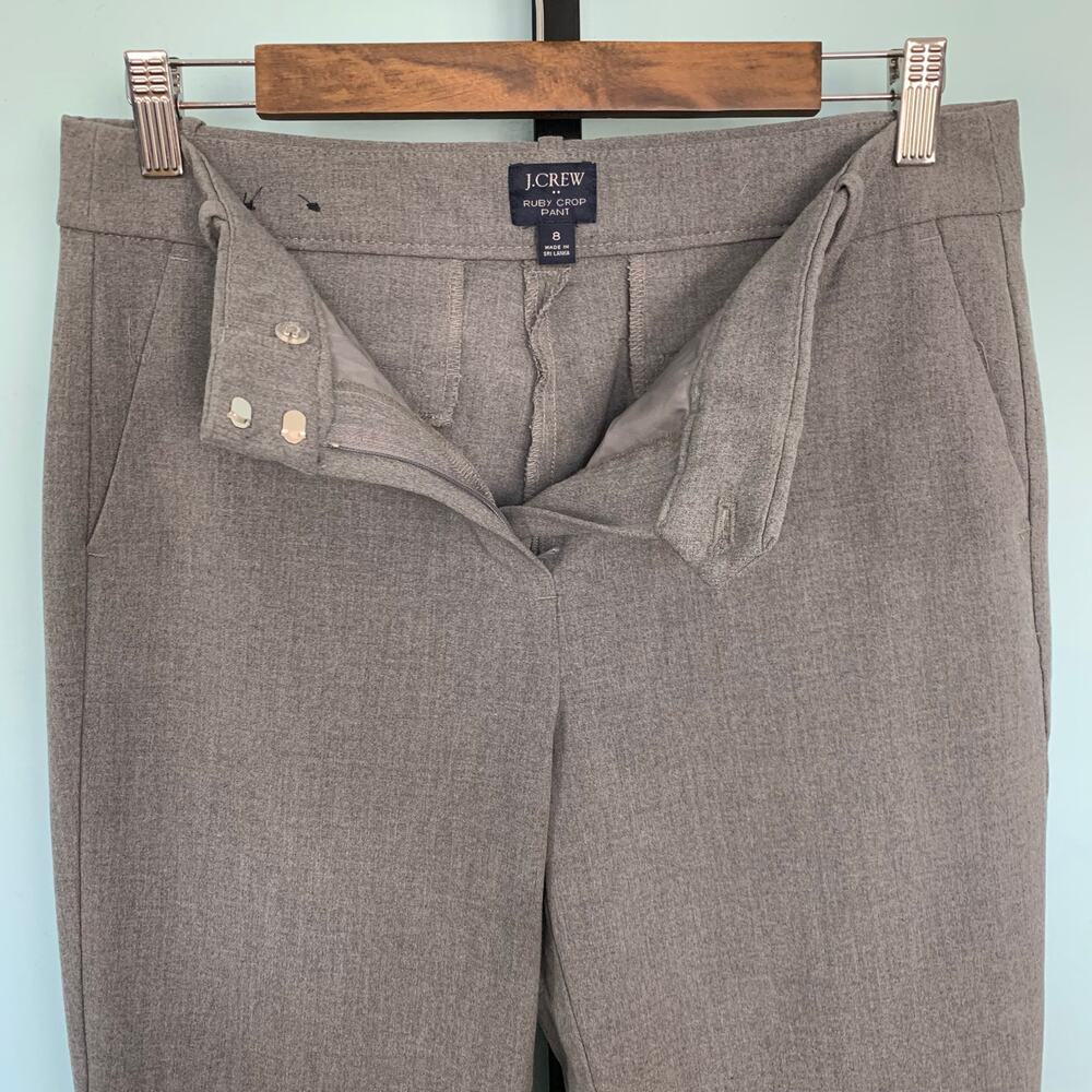 J. Crew Slim Cropped Ruby Fit Pants in Grey Stretch Twill Size 8 - Picture 4 of 7